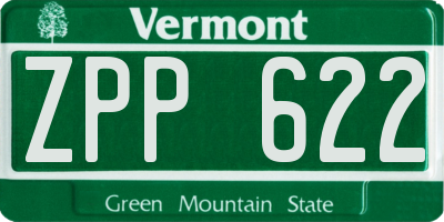 VT license plate ZPP622