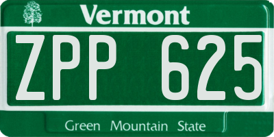 VT license plate ZPP625