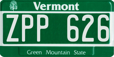VT license plate ZPP626