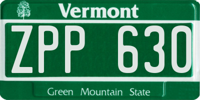 VT license plate ZPP630