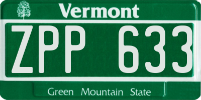 VT license plate ZPP633