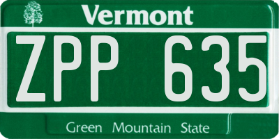 VT license plate ZPP635