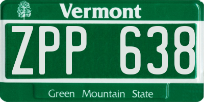 VT license plate ZPP638