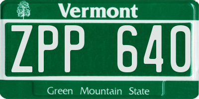 VT license plate ZPP640