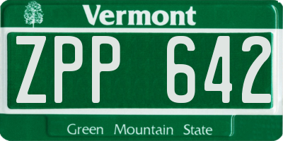 VT license plate ZPP642