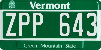 VT license plate ZPP643