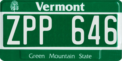 VT license plate ZPP646