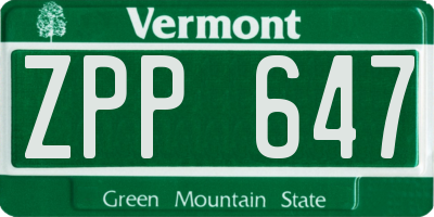 VT license plate ZPP647