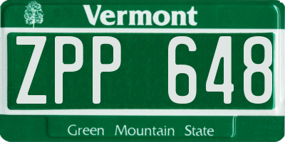VT license plate ZPP648