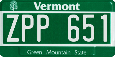 VT license plate ZPP651
