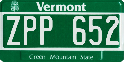 VT license plate ZPP652