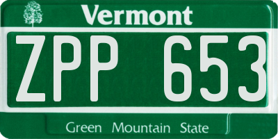 VT license plate ZPP653