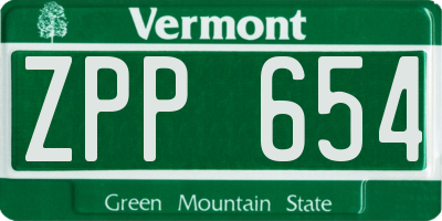 VT license plate ZPP654