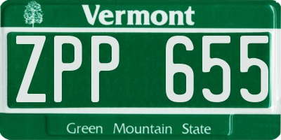 VT license plate ZPP655