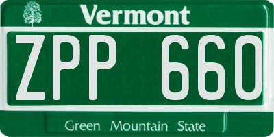 VT license plate ZPP660