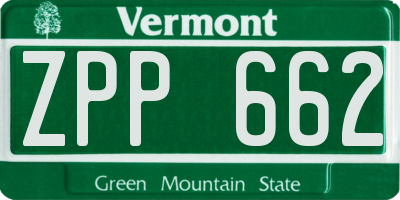 VT license plate ZPP662