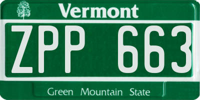 VT license plate ZPP663