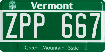 VT license plate ZPP667