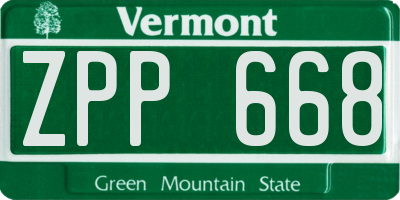 VT license plate ZPP668
