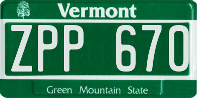 VT license plate ZPP670