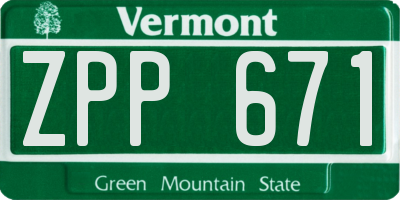 VT license plate ZPP671