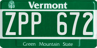 VT license plate ZPP672