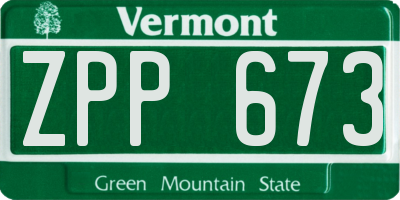 VT license plate ZPP673