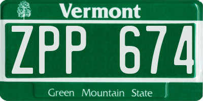 VT license plate ZPP674