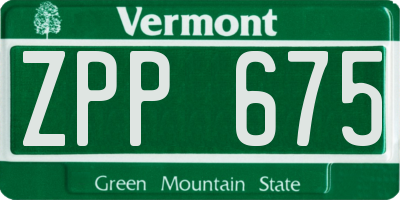 VT license plate ZPP675