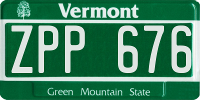 VT license plate ZPP676