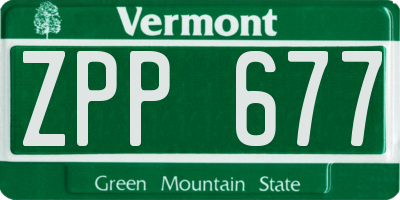 VT license plate ZPP677