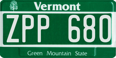 VT license plate ZPP680