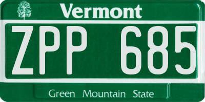 VT license plate ZPP685
