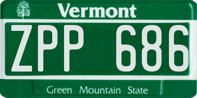 VT license plate ZPP686