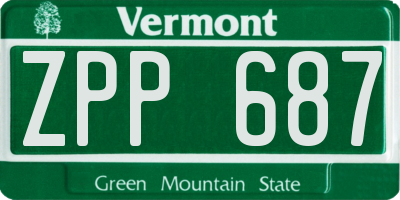 VT license plate ZPP687