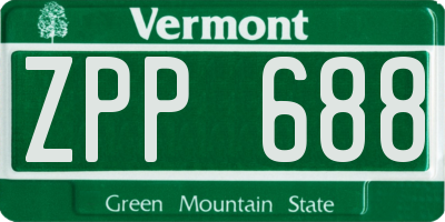 VT license plate ZPP688