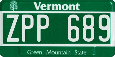 VT license plate ZPP689