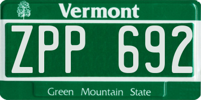 VT license plate ZPP692