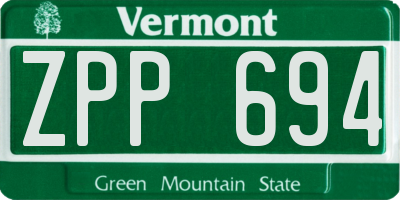 VT license plate ZPP694