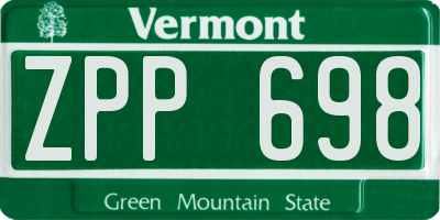 VT license plate ZPP698