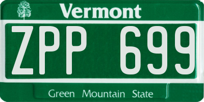 VT license plate ZPP699