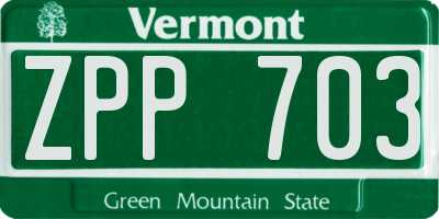 VT license plate ZPP703