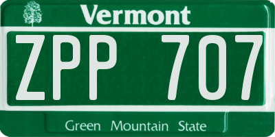 VT license plate ZPP707
