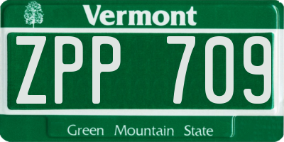 VT license plate ZPP709
