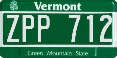 VT license plate ZPP712