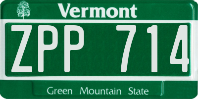VT license plate ZPP714