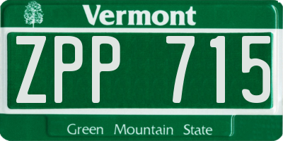 VT license plate ZPP715