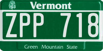 VT license plate ZPP718