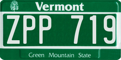 VT license plate ZPP719