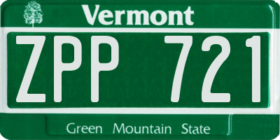 VT license plate ZPP721